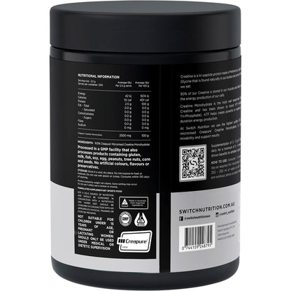 Switch Nutrition Creatine 100% Pure Monohydrate Unflavoured 500g