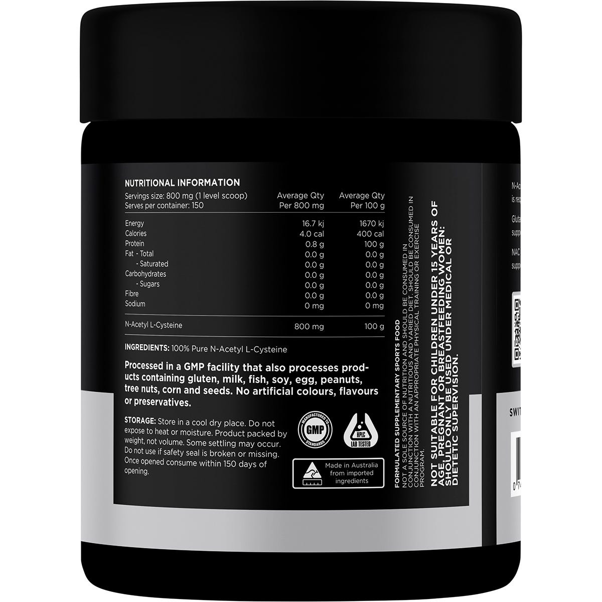 Switch Nutrition NAC 100% N-Acetyl L-Cystine Unflavoured 120g