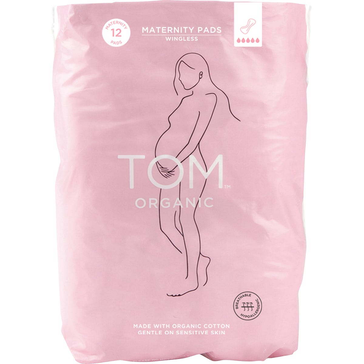 TOM Organic Maternity Pads Ultra Absorbent for Post Birth 3x12pk