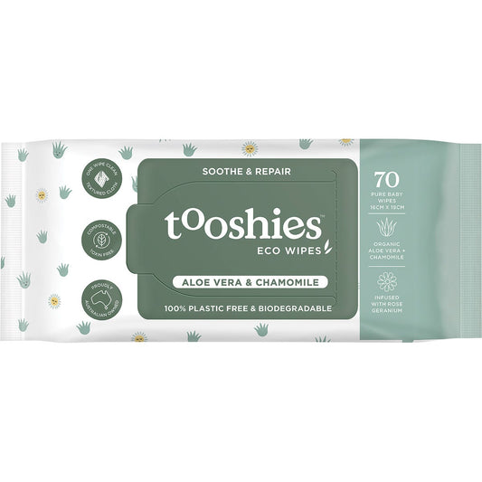 Tooshies Pure Baby Wipes Aloe Vera & Chamomile 70pk