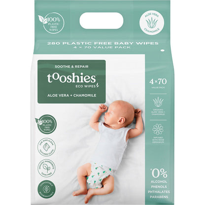 Tooshies Eco Wipes Value Pack Aloe Vera & Chamomile x4