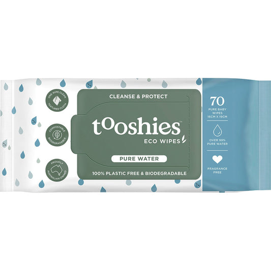 Tooshies Eco Pure Baby Wipes 99% Pure Water 70pk