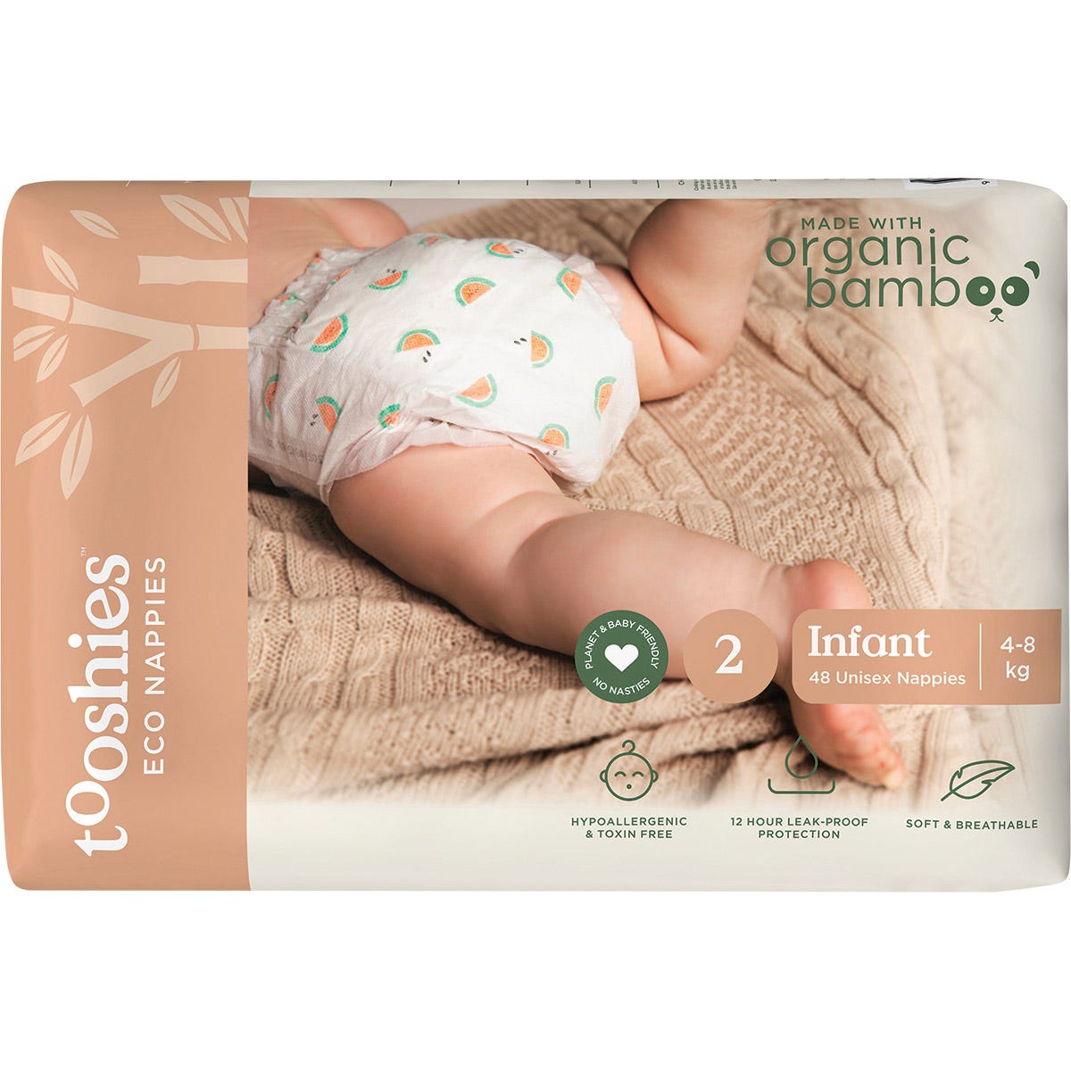 Tooshies Eco Nappies Size 2 Infant 4-8kg 2x48pk