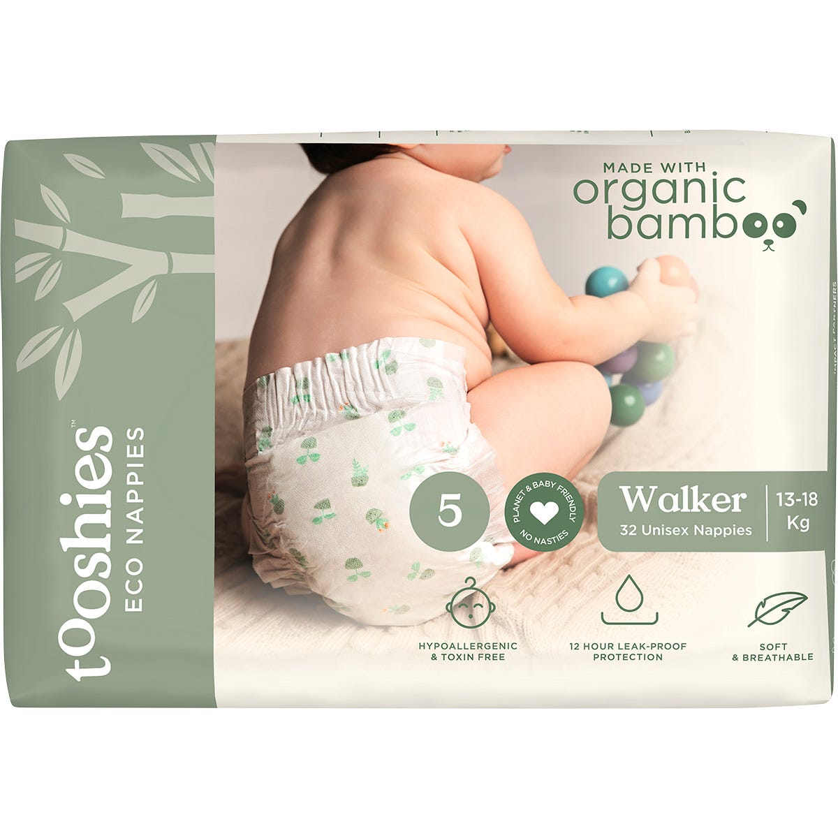 Tooshies Eco Nappies Size 5 Walker 13-18kg 2x32pk