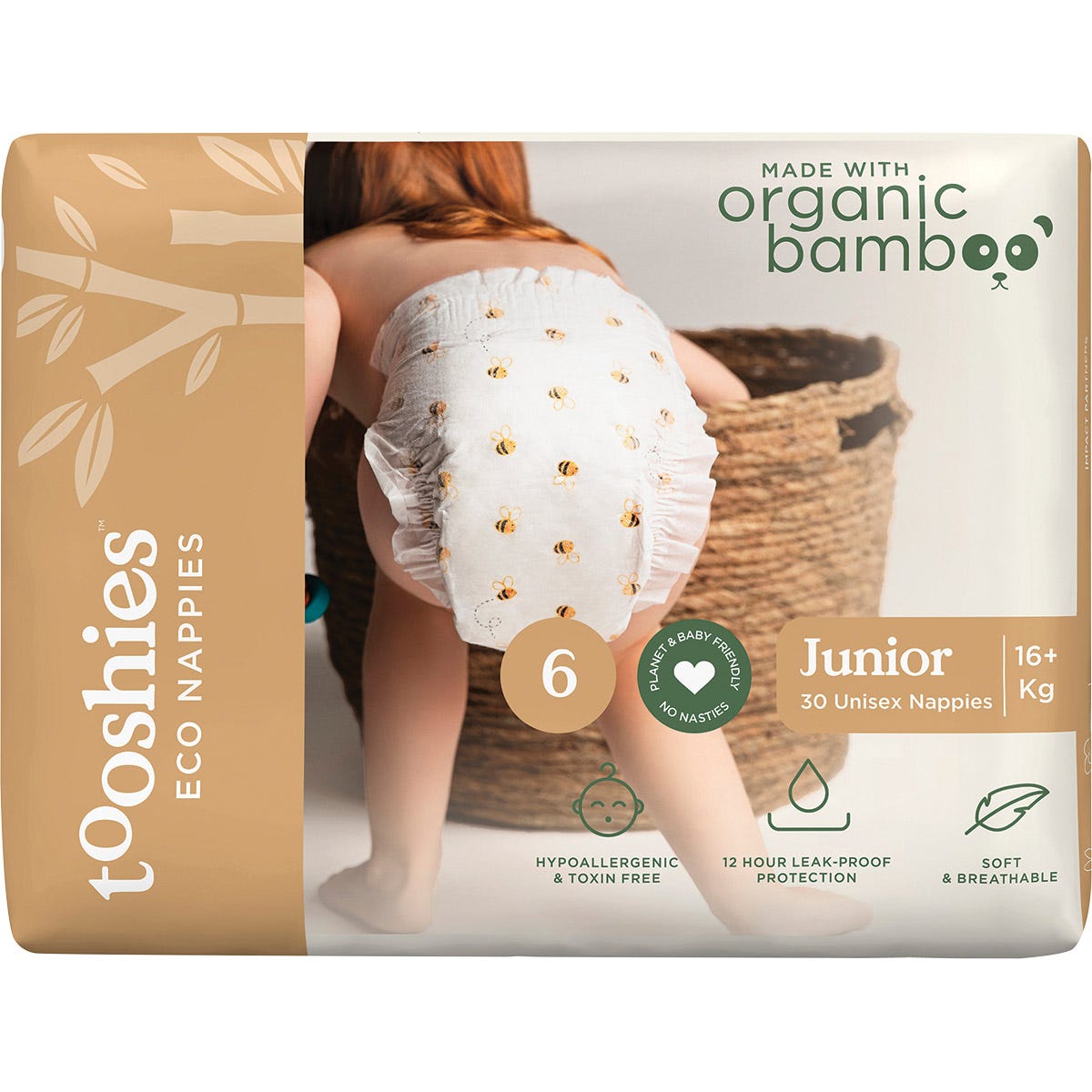 Tooshies Eco Nappies Size 6 Junior 16+kg 2x30pk