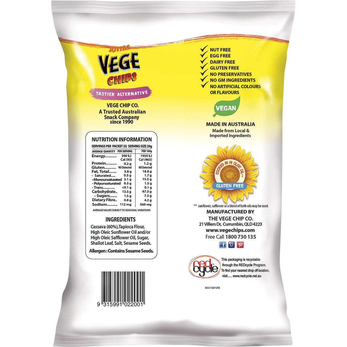 Vege Chips Vege Chips Natural 6x100g