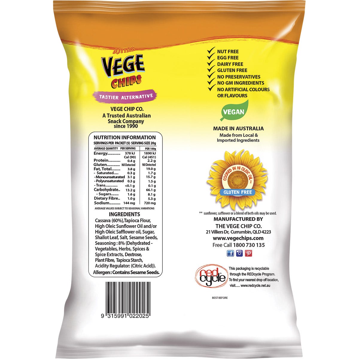 Vege Chips Vege Chips BBQ 6x100g