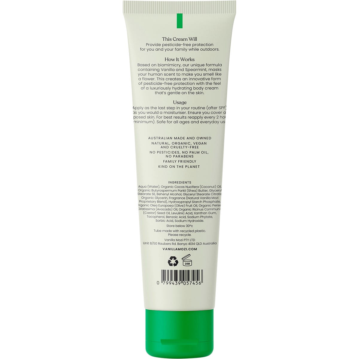 Vanilla Mozi Outdoor Body Cream Vanilla & Spearmint 125ml