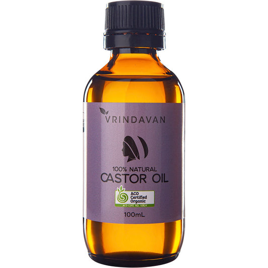 Vrindavan Castor Oil 100% Natural - Amber Glass Bottle 100ml