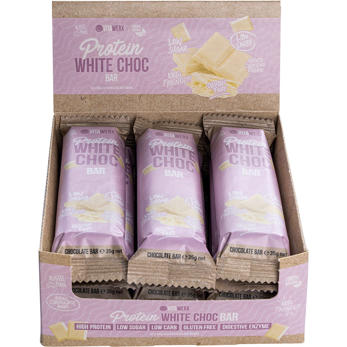 Vitawerx Protein White Chocolate Bar 12x35g