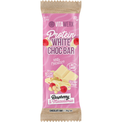 Vitawerx Protein White Chocolate Bar Raspberry Macadamia 12x35g