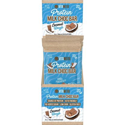 Vitawerx Protein Milk Chocolate Bar Coconut Rough 12x100g