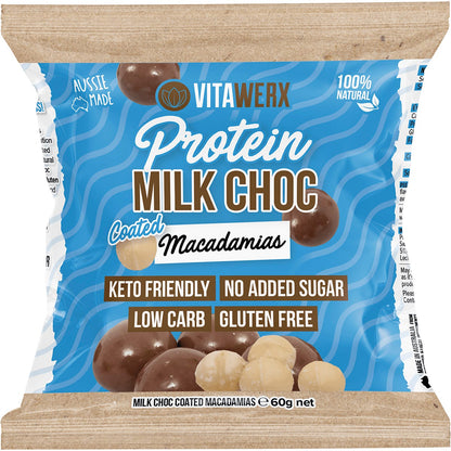 Vitawerx Protein Milk Chocolate Coated Macadamias 10x60g