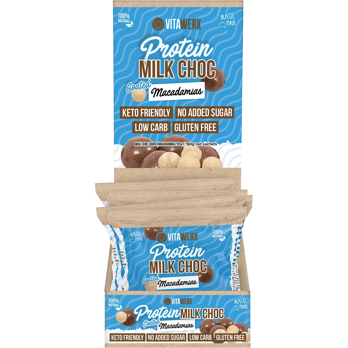 Vitawerx Protein Milk Chocolate Coated Macadamias 10x60g