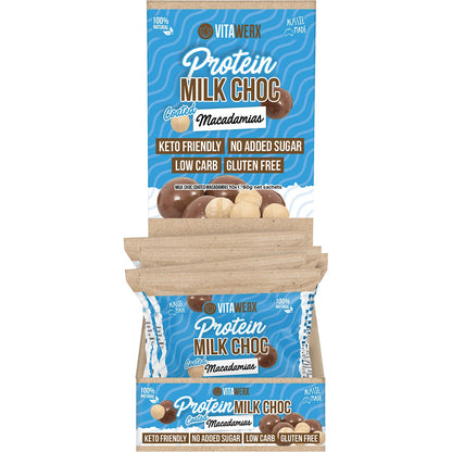 Vitawerx Protein Milk Chocolate Coated Macadamias 10x60g