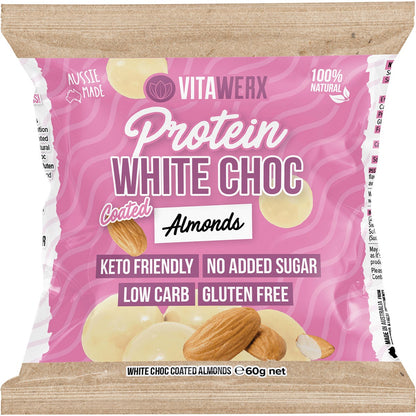 Vitawerx Protein White Chocolate Coated Almonds 10x60g