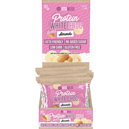 Vitawerx Protein White Chocolate Coated Almonds 10x60g