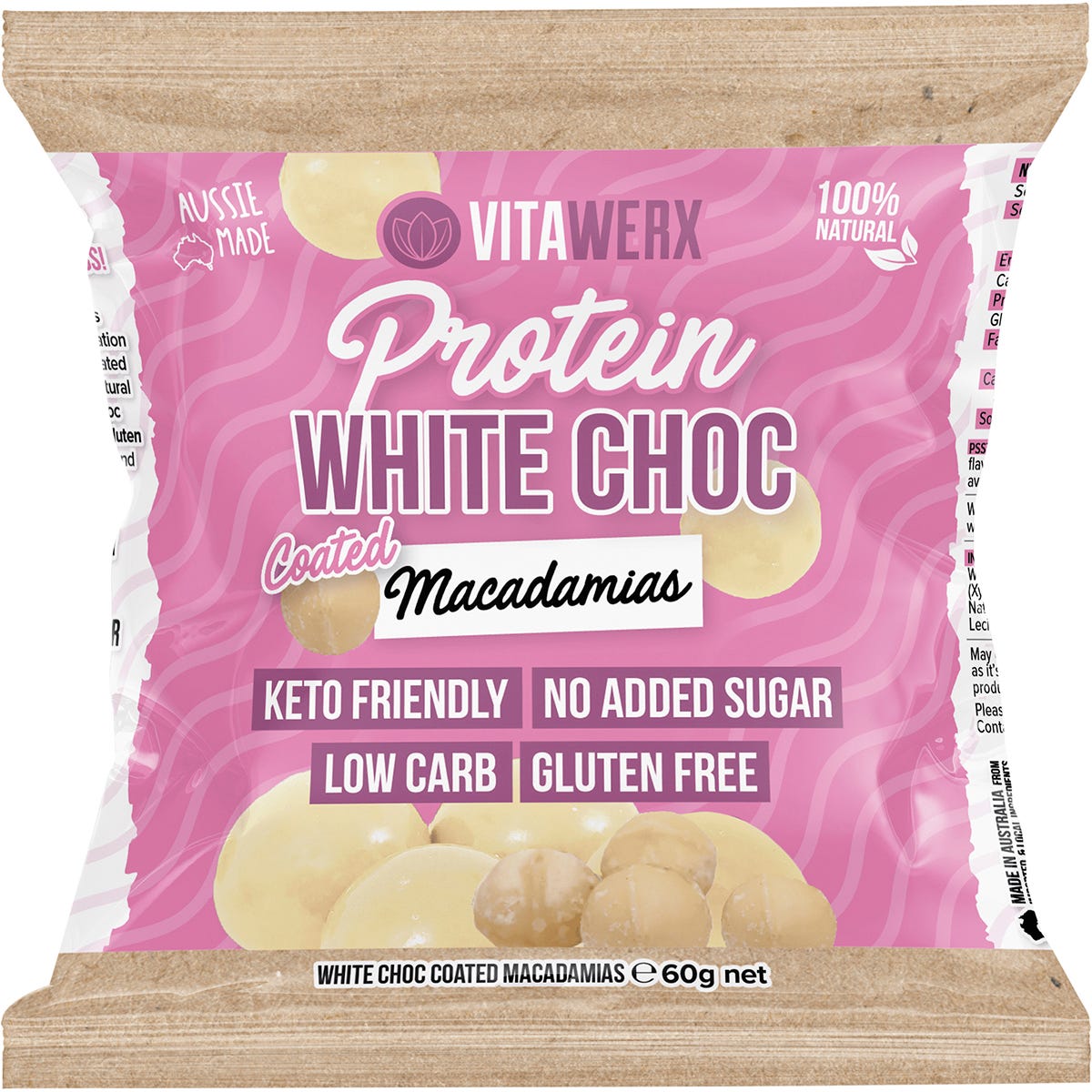 Vitawerx Protein White Chocolate Coated Macadamias 10x60g