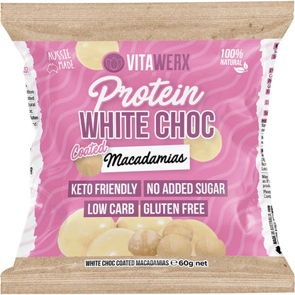 Vitawerx Protein White Chocolate Coated Macadamias 10x60g