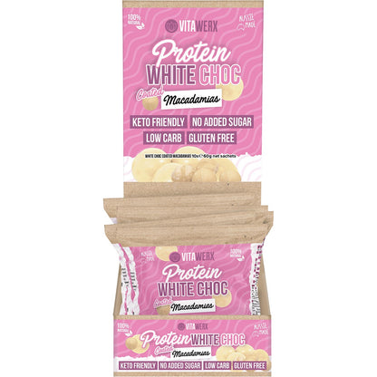 Vitawerx Protein White Chocolate Coated Macadamias 10x60g