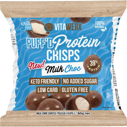 Vitawerx Puff'd Protein Crisps Milk Choc 10x60g