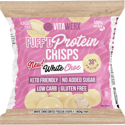 Vitawerx Puff'd Protein Crisps White Choc 10x60g