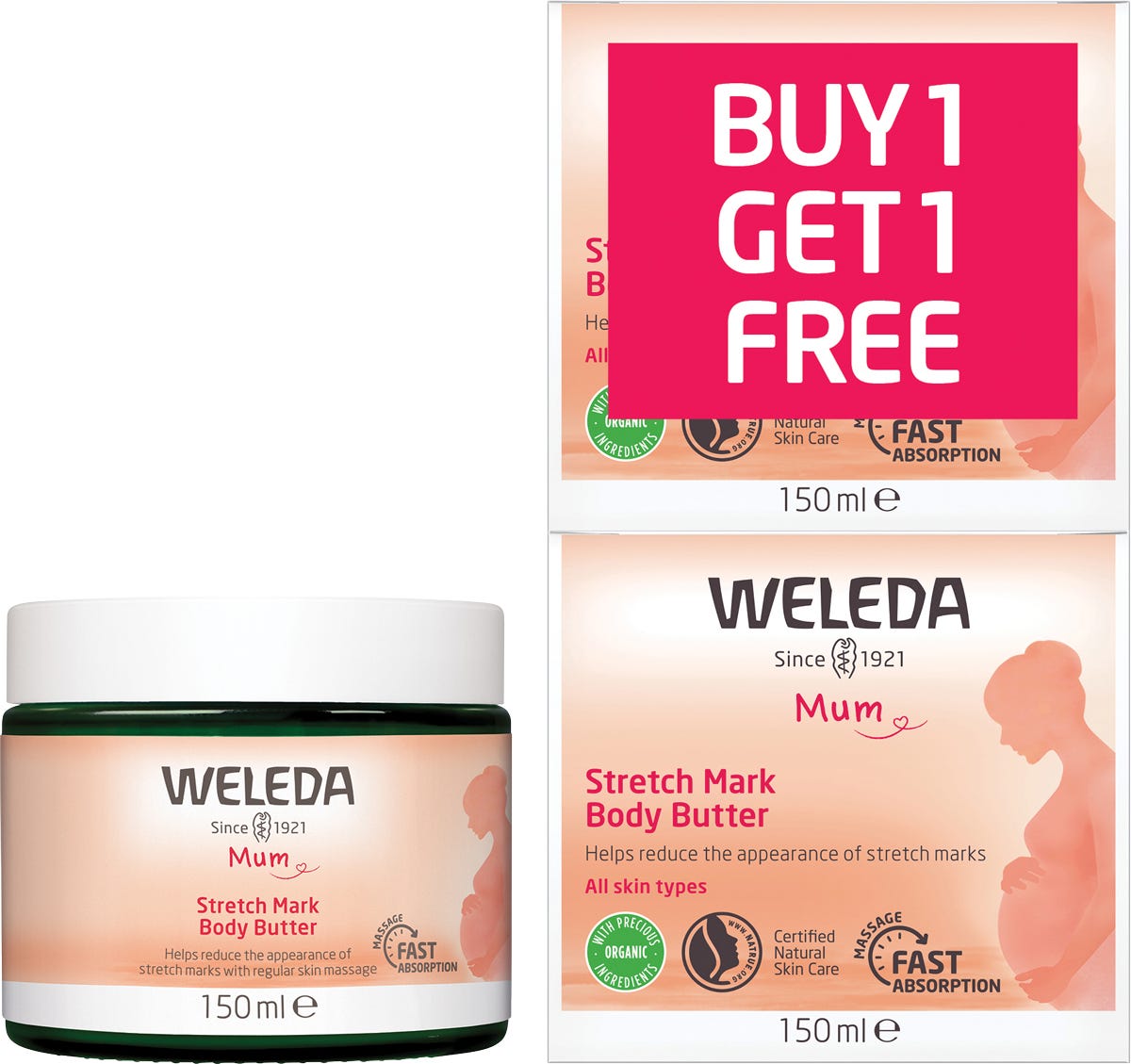 Weleda Stretch Mark Body Butter Mum - Pack 2x150ml