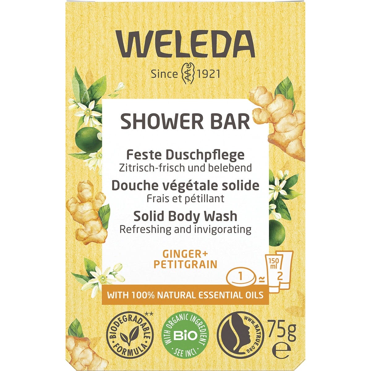 Weleda Shower Bar Ginger & Petitgrain 75g