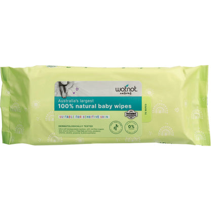 Wotnot Baby Wipes Alcohol Free 100% Biodegradable 70pk