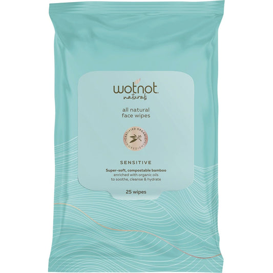 Wotnot Natural Face Wipes Sensitive 25pk