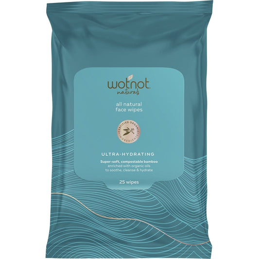 Wotnot Natural Face Wipes Ultra Hydrating 25pk