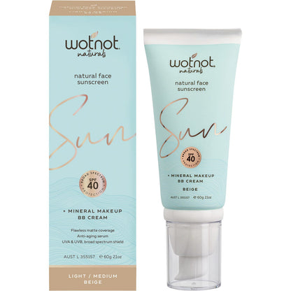 Wotnot Natural Face Sunscreen 40 SPF Beige BB Cream 60g