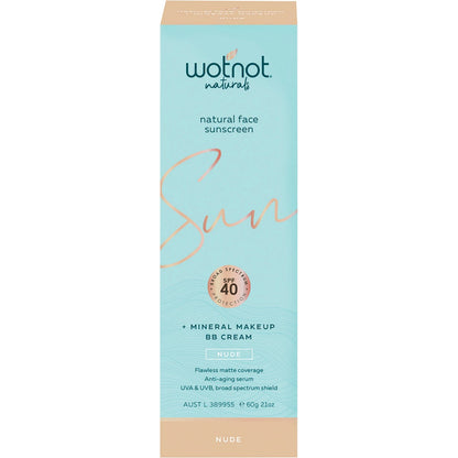 Wotnot Natural Face Sunscreen 40 SPF Nude BB Cream 60g