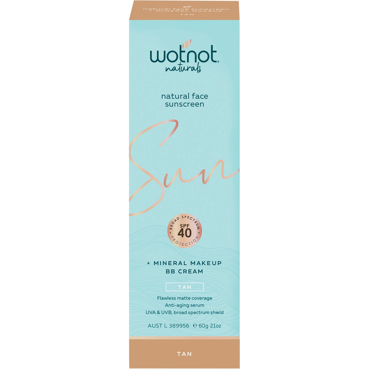 Wotnot Natural Face Sunscreen 40 SPF Tan BB Cream 60g