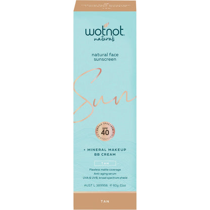 Wotnot Natural Face Sunscreen 40 SPF Tan BB Cream 60g