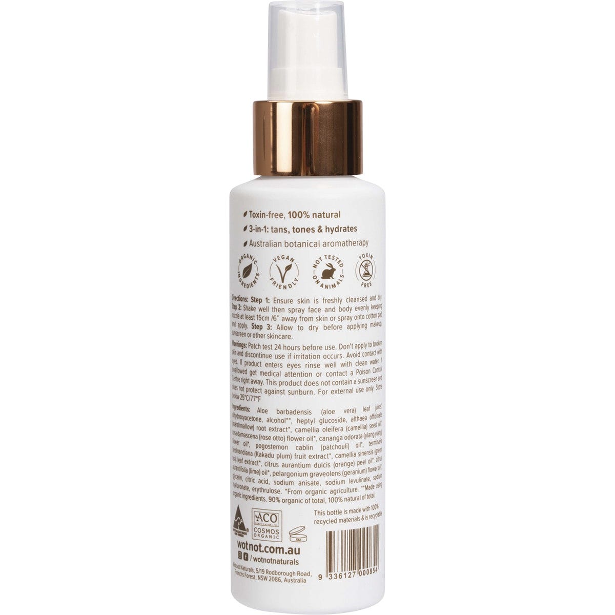 Wotnot Certified Organic Tan Water Mist 100ml