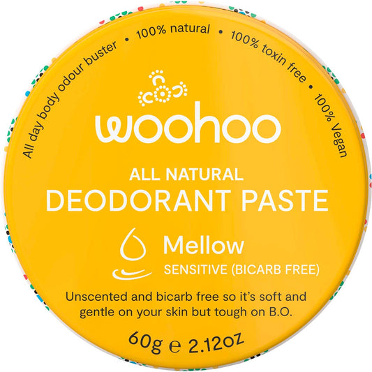 Woohoo Body Deodorant Paste Tin Mellow Sensitive Bicarb Free 60g