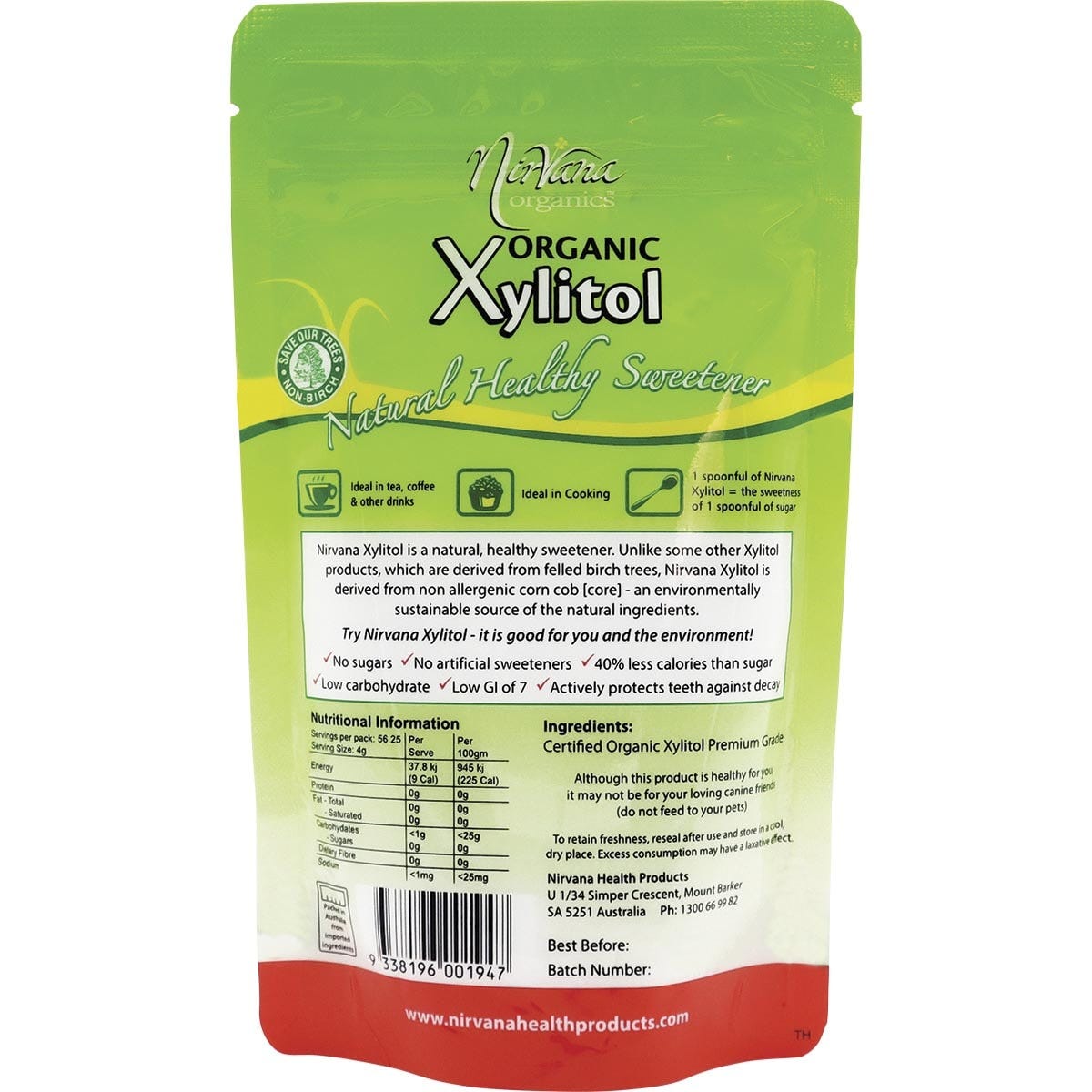 Nirvana Organics Xylitol Certified Organic 225g