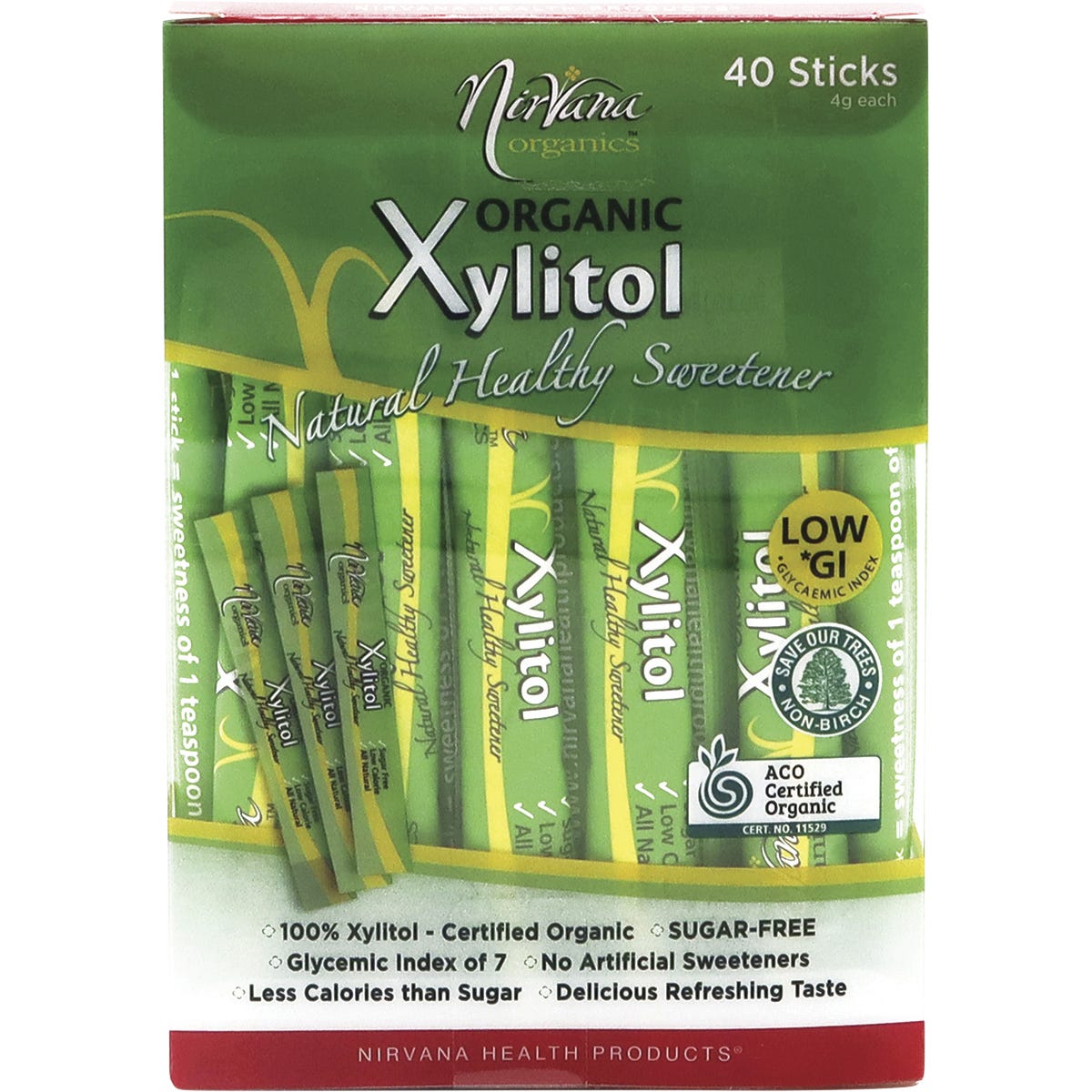 Nirvana Organics Xylitol Sticks Certified Organic 40x4g