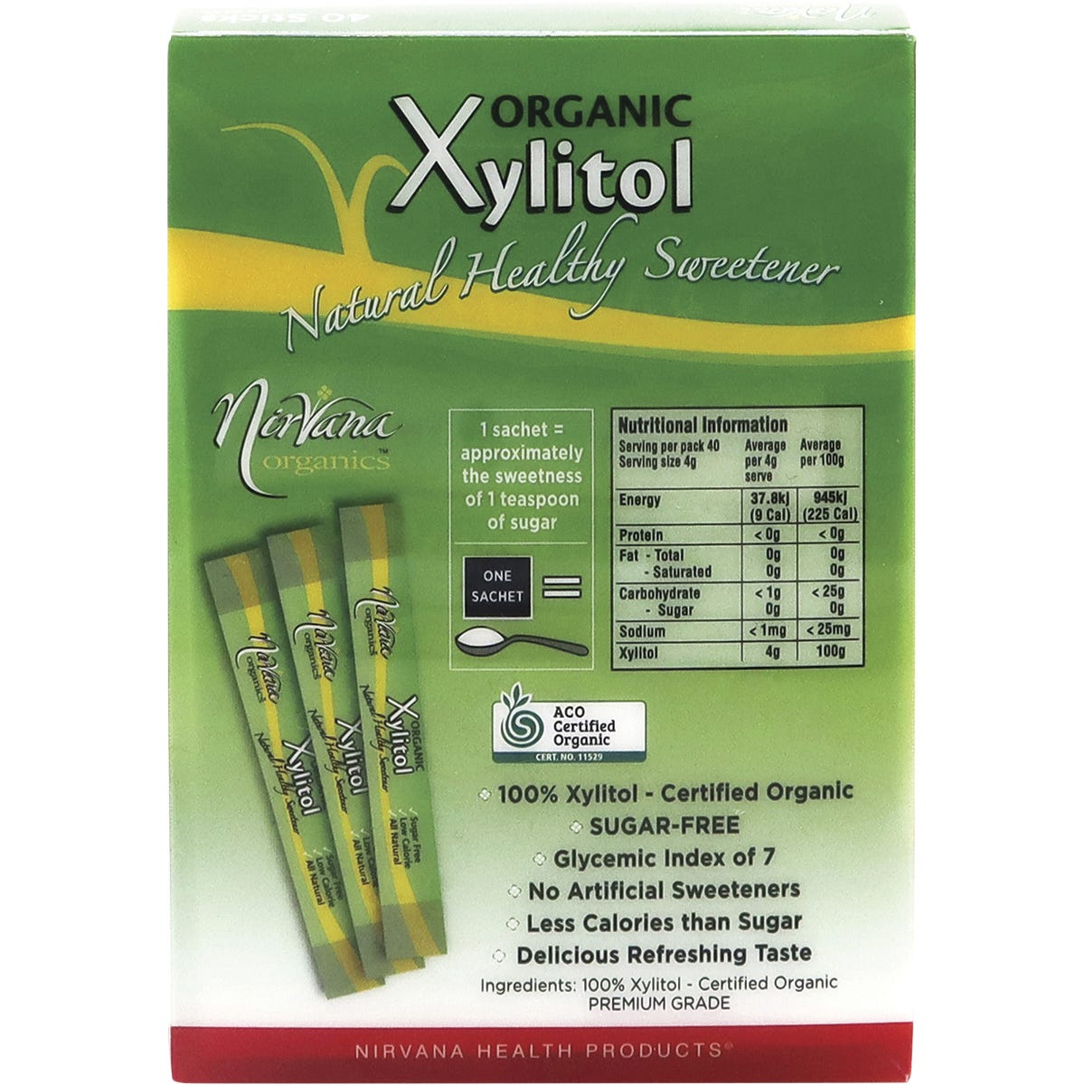 Nirvana Organics Xylitol Sticks Certified Organic 40x4g