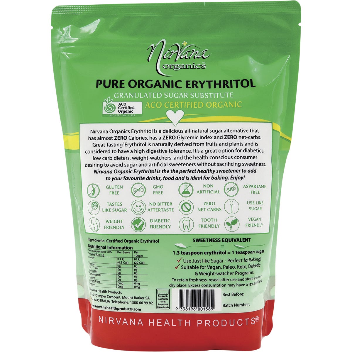 Nirvana Organics Erythritol Pure Organic 1.5kg