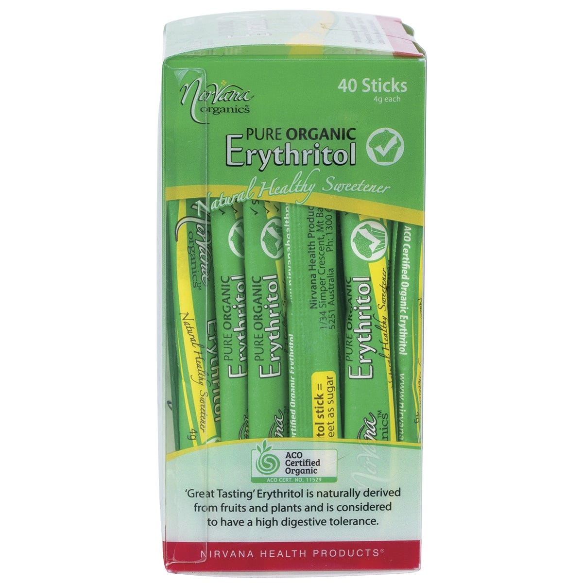 Nirvana Organics Erythritol Pure Organic Sticks 40x4g