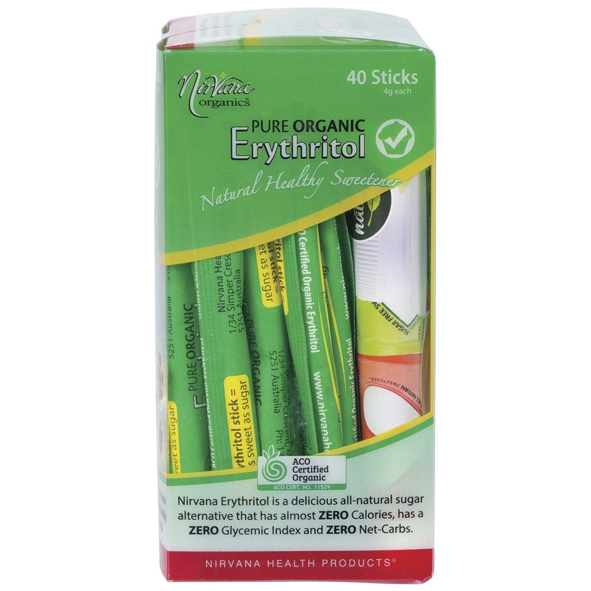 Nirvana Organics Erythritol Pure Organic Sticks 40x4g