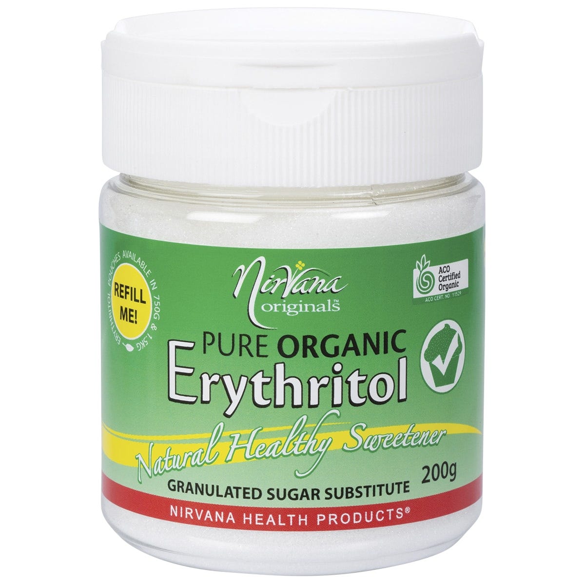 Nirvana Organics Erythritol Pure Organic Refillable Shaker 200g