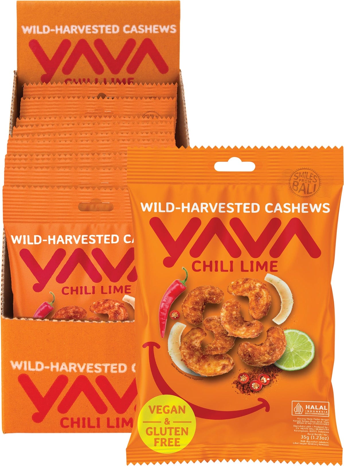 YAVA Wild-Harvested Cashews Chili Lime 10x35g