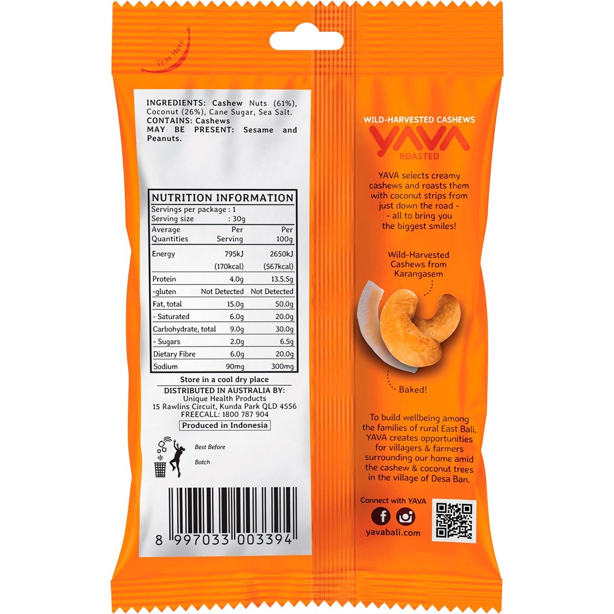 YAVA Wild-Harvested Cashews Roasted 10x35g