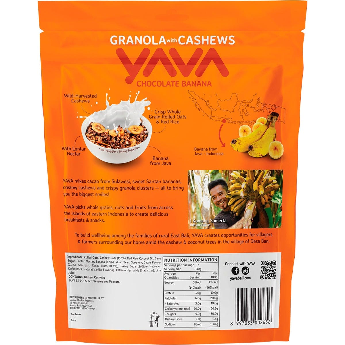 YAVA Granola with Cashews Chocolate Banana 400g