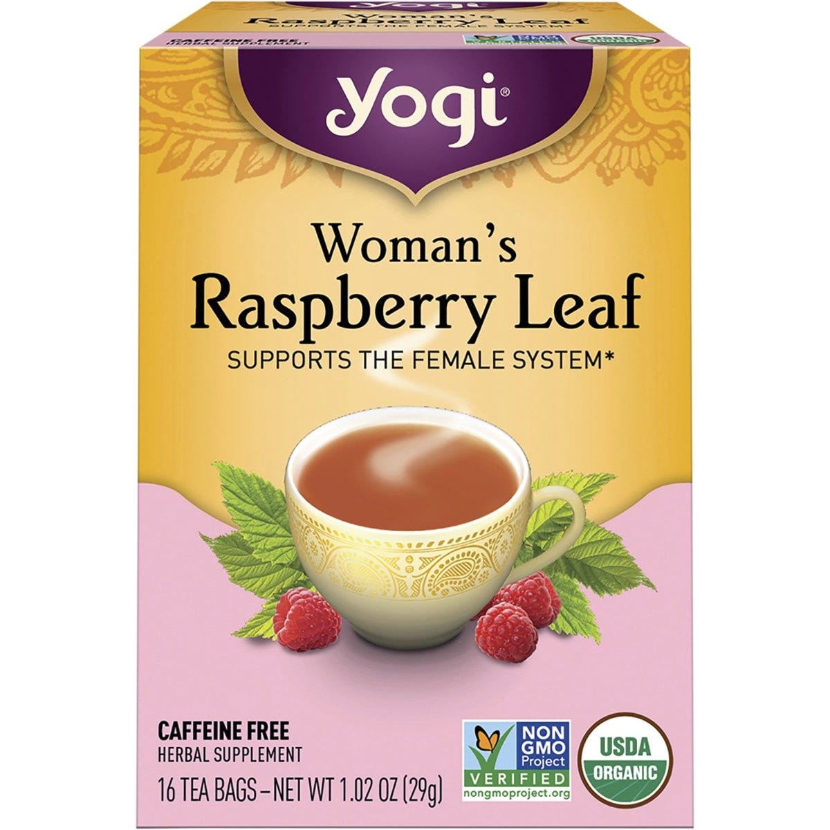 Yogi Tea Herbal Tea Bags Woman's Raspberry Leaf 16pk