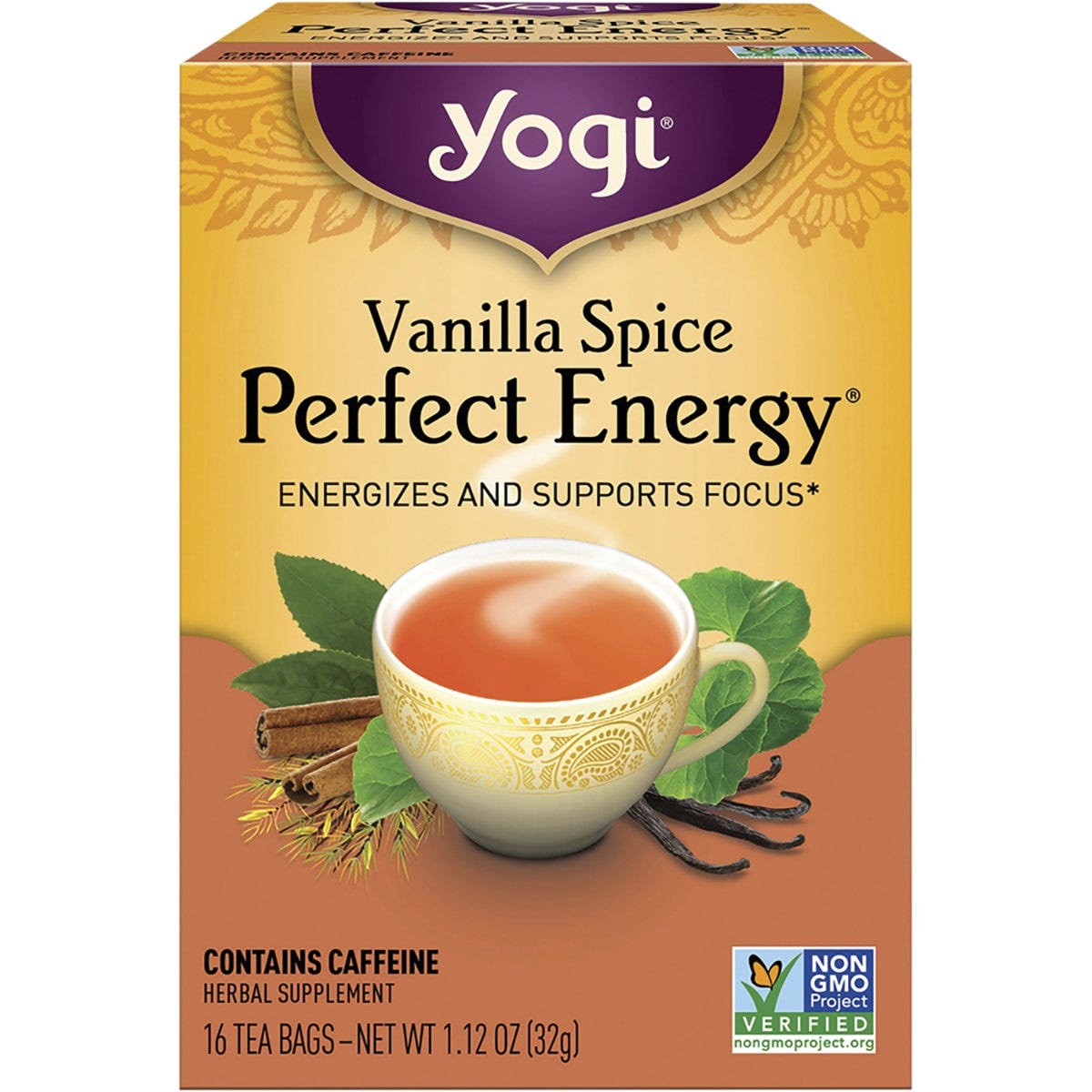 Yogi Tea Herbal Tea Bags Vanilla Spice Perfect Energy 16pk