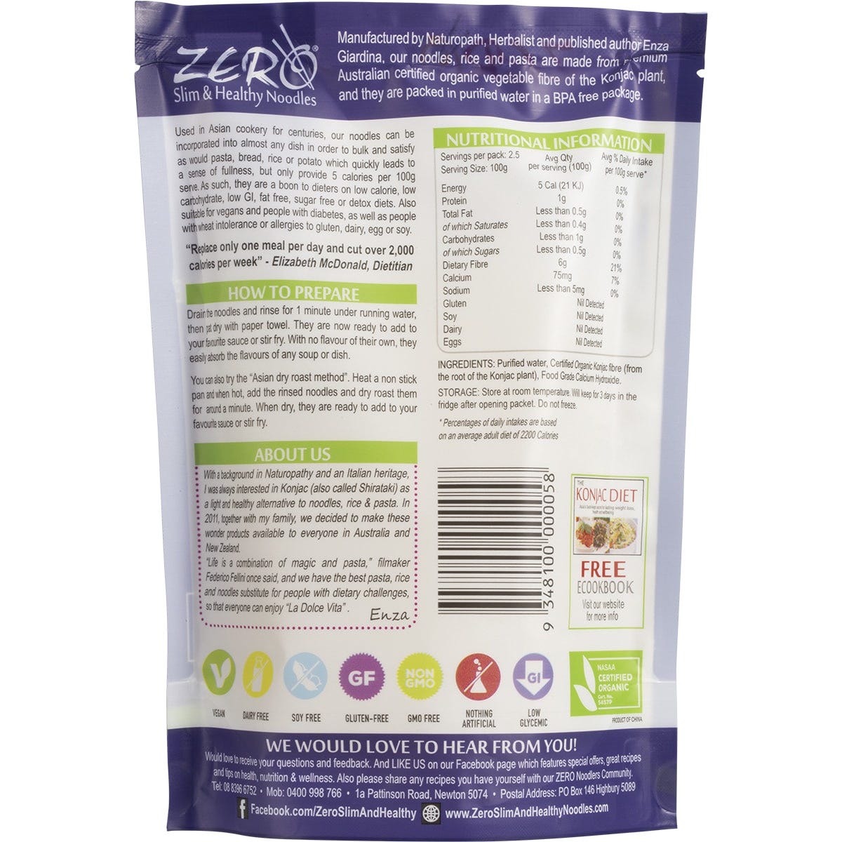 Zero Slim & Healthy Certified Organic Konjac Noodles Style 400g